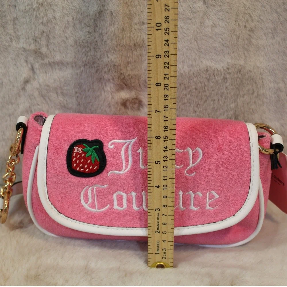 Juicy‎ Couture Pink Strawberry Y2K Tote Shoulder / cross body Bag Bow Crown NWT - Picture 3 of 9